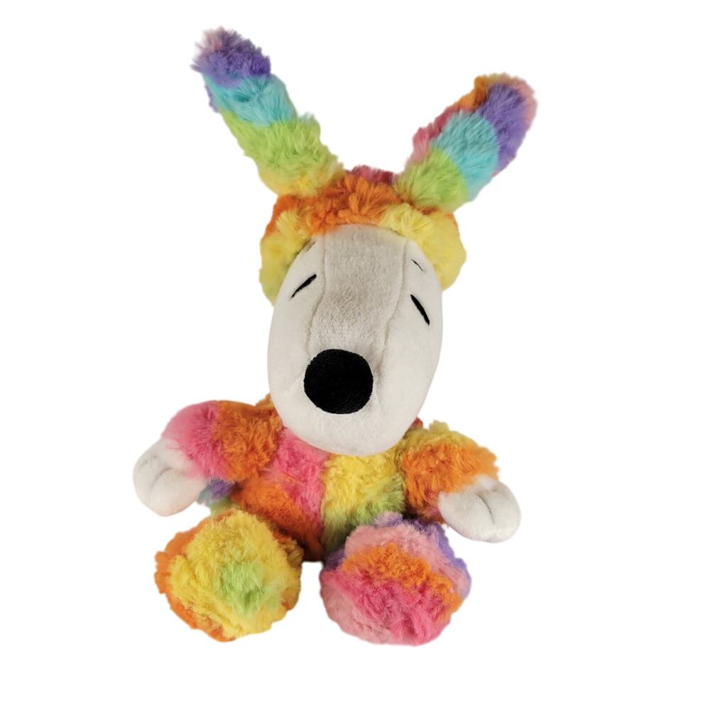 Peanuts Snoopy Plush 9" Bunny Ears Rainbow Suit Easter Stuffed Toy Hallmark 2018